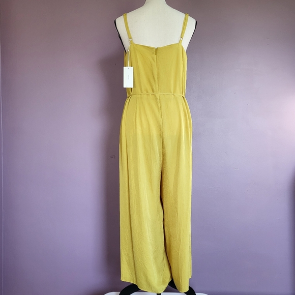 NWT Vince Golden Yellow V-Neck Cami Cropped Wide Leg Silky Jumpsuit - Picture 8 of 16